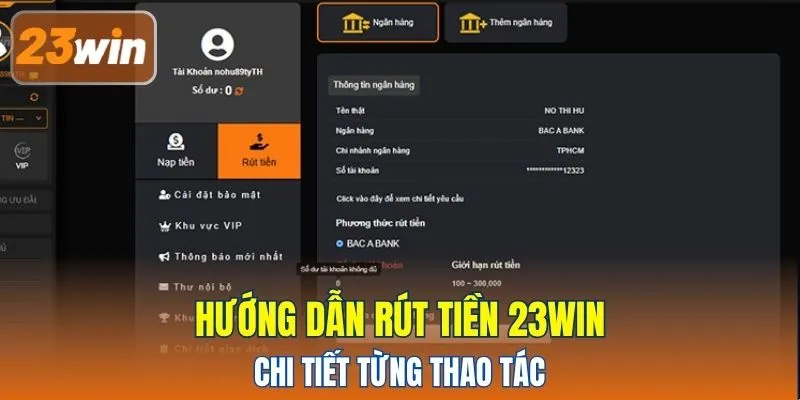 Hướng dẫn rút tiền 23WIN chi tiết từng thao tác